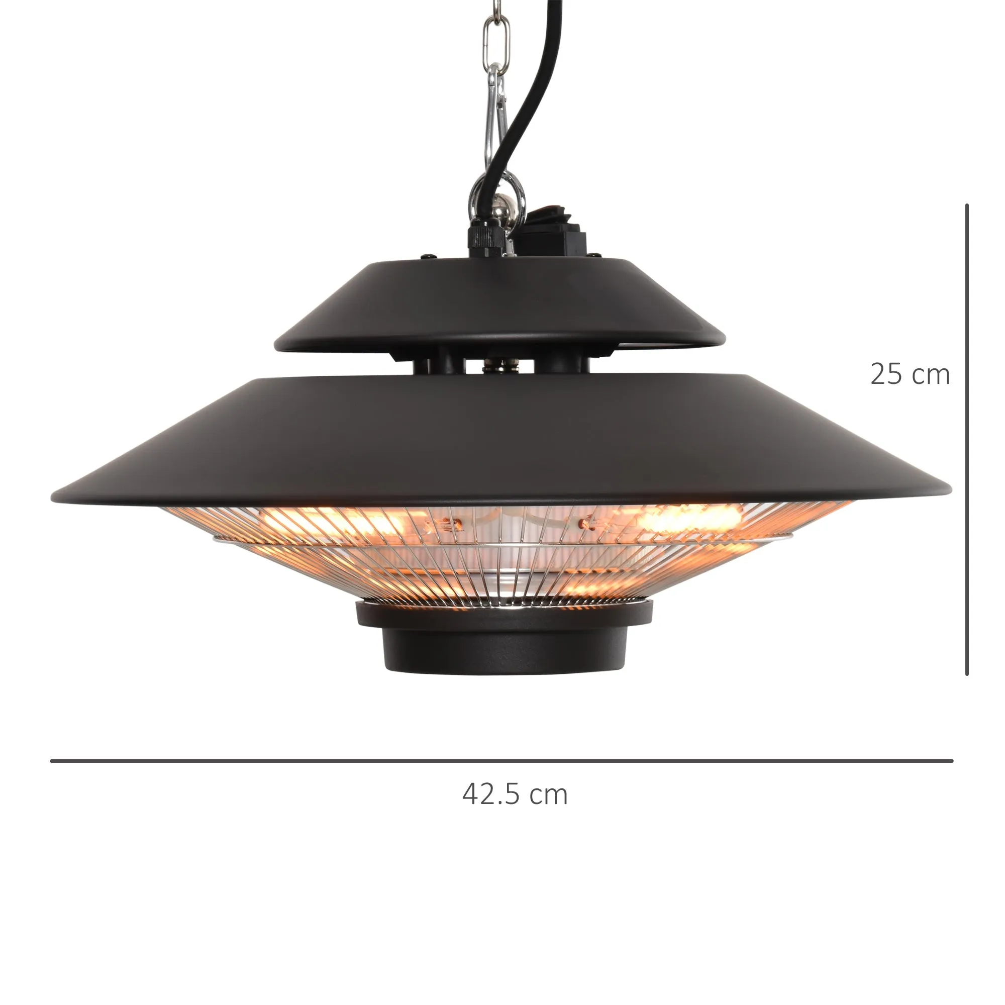 1500W Electric Patio Heater Hanging Heater w/ Remote Control for Outdoor Indoor