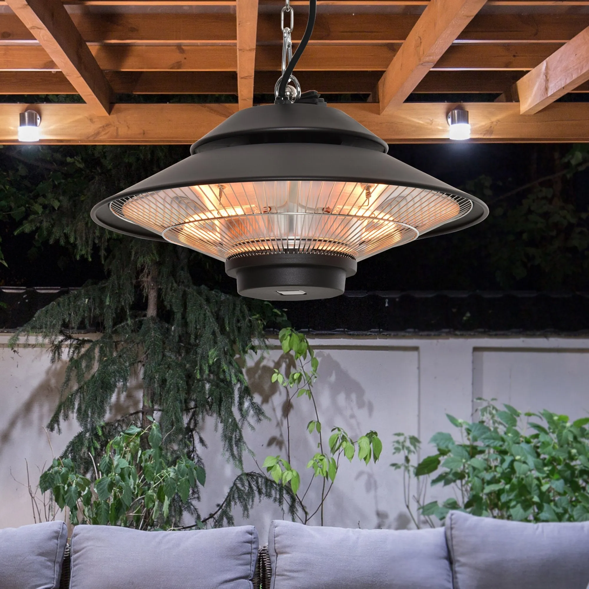 1500W Electric Patio Heater Hanging Heater w/ Remote Control for Outdoor Indoor