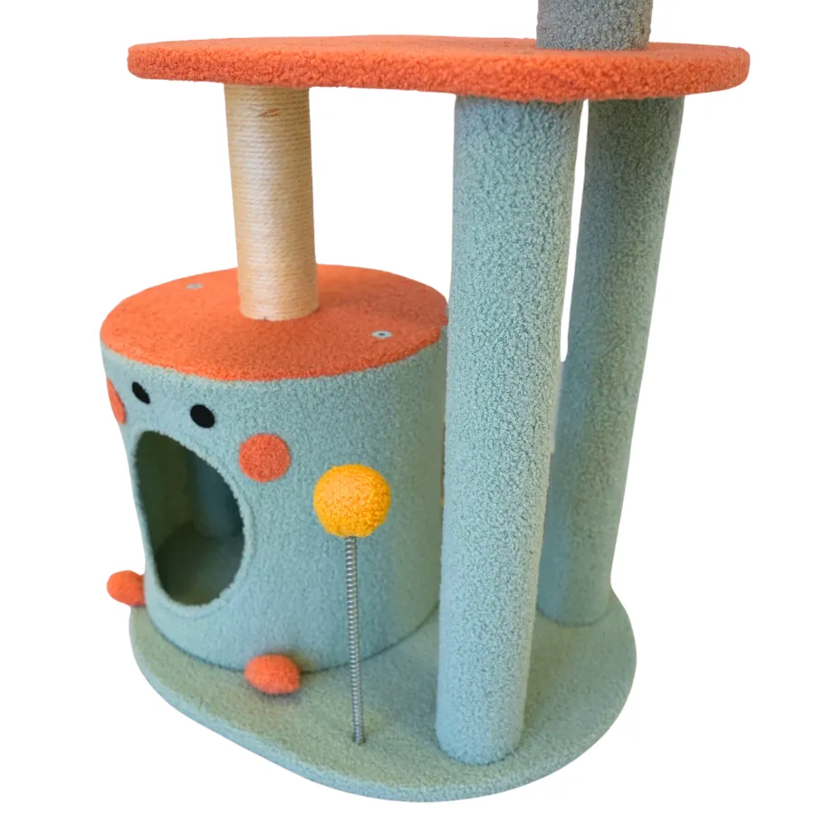 85cm Cat Tree with Sisal Poles, Cave, Toys and Perch - Petwiz
