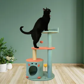85cm Cat Tree with Sisal Poles, Cave, Toys and Perch - Petwiz