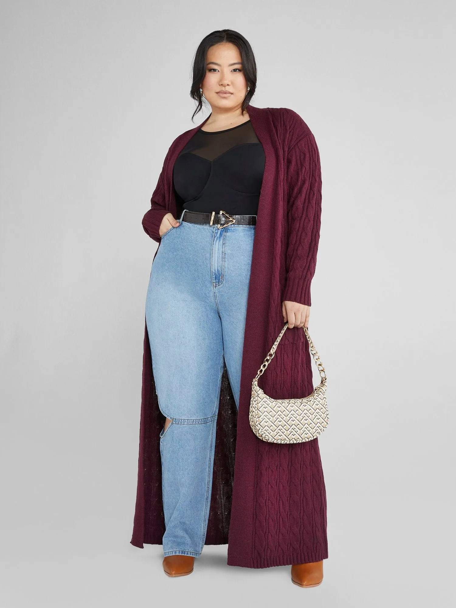 Audrey Cable Knit Maxi Cardigan
