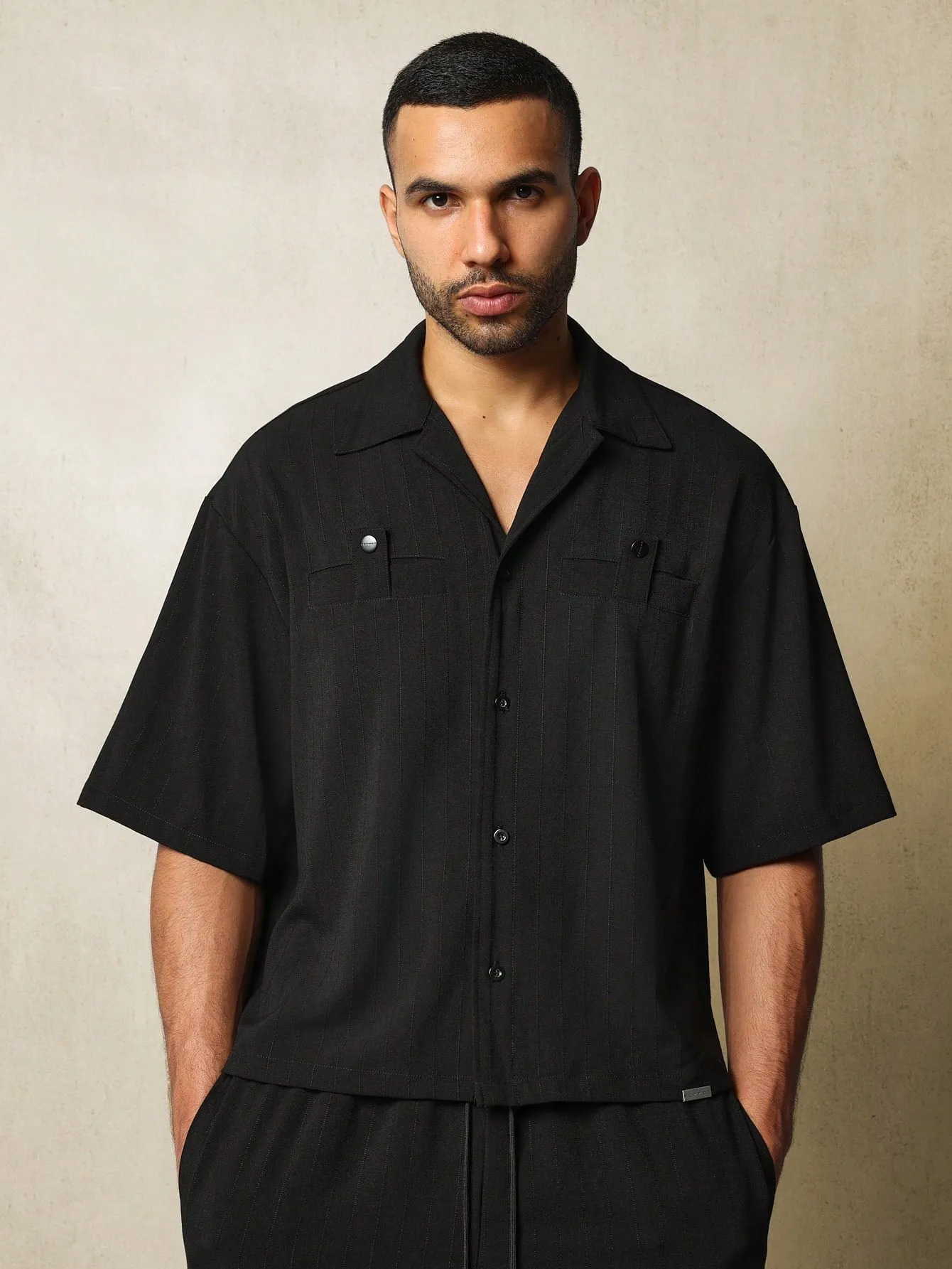 Boxy Fit Rustic Revere Collar Shirt And Straight Fit Pant 2 Piece Set