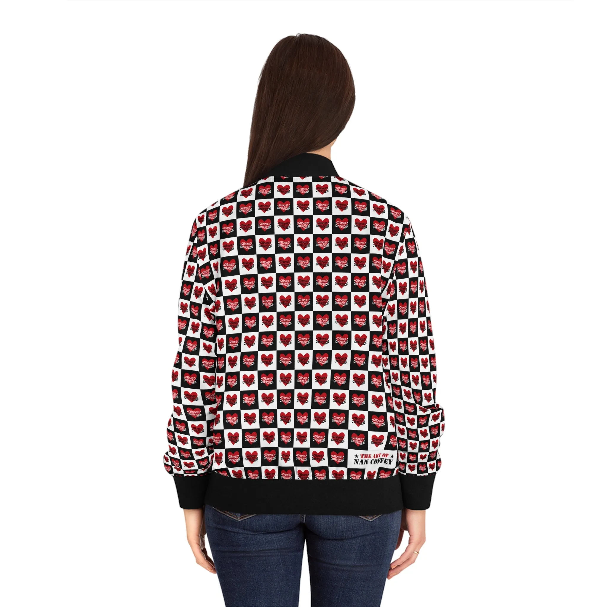 Choose Compassion Checkered Women's Bomber Jacket