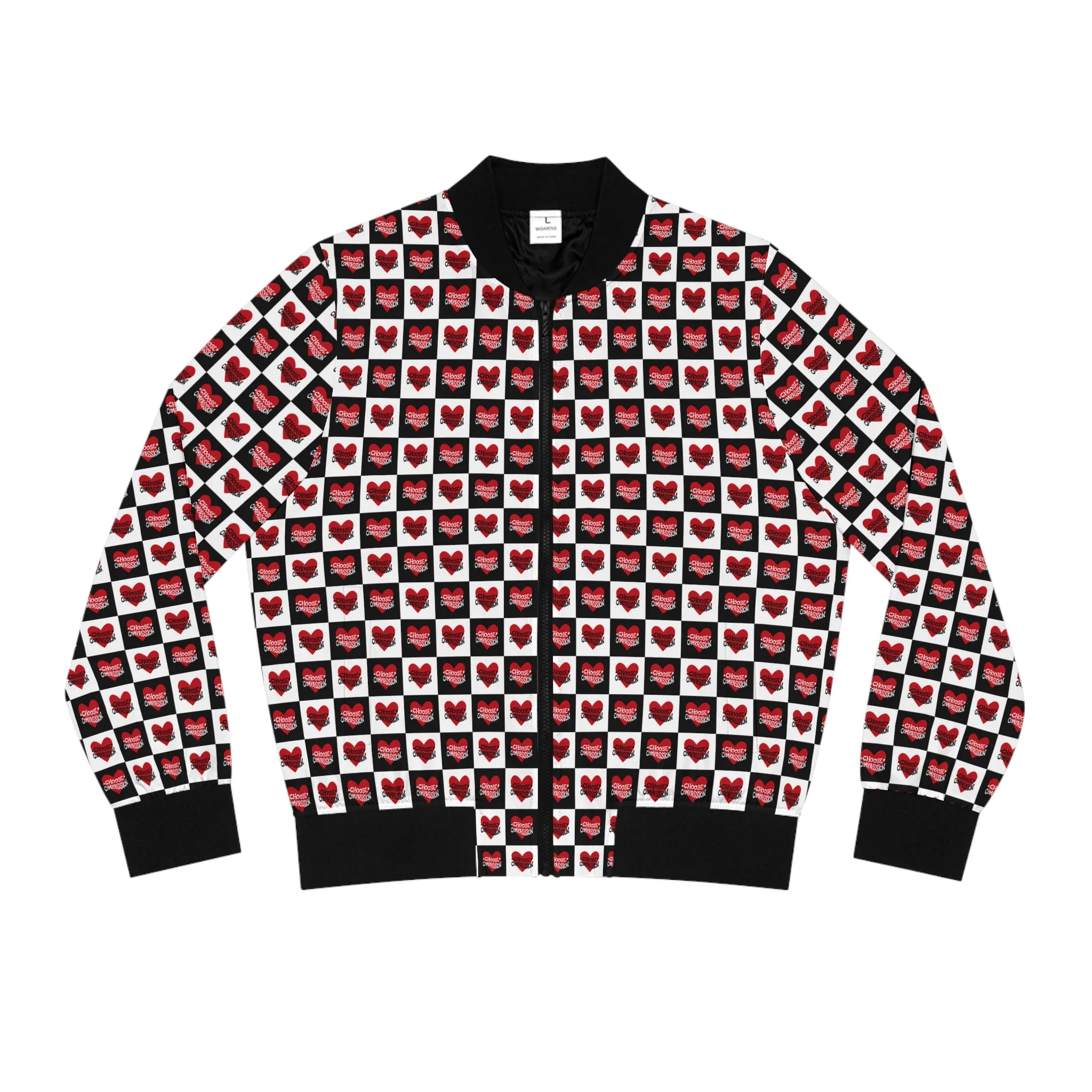 Choose Compassion Checkered Women's Bomber Jacket