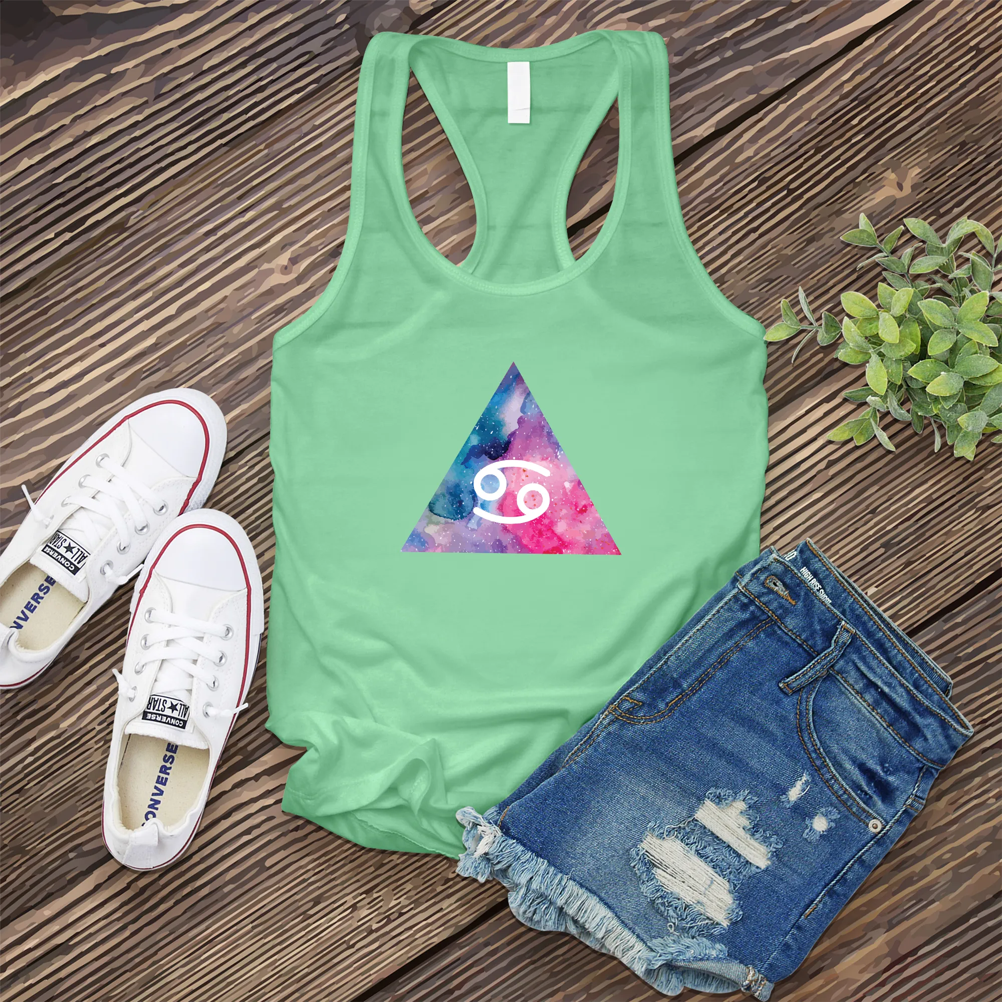 Colorful Cancer Symbol Triangle Women's Tank Top