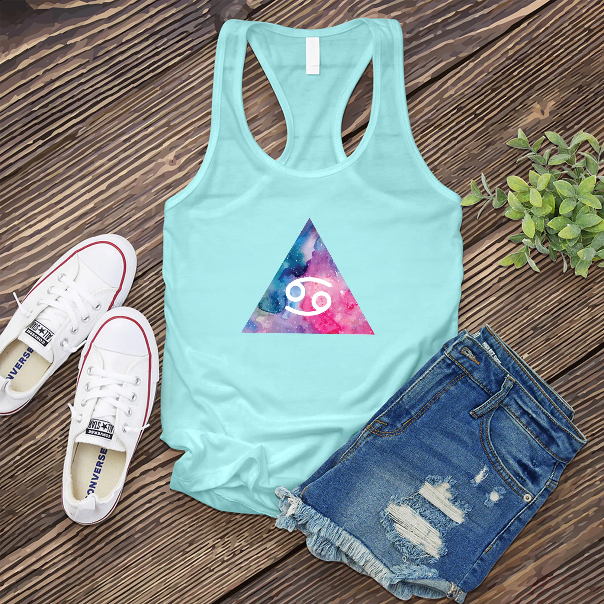 Colorful Cancer Symbol Triangle Women's Tank Top