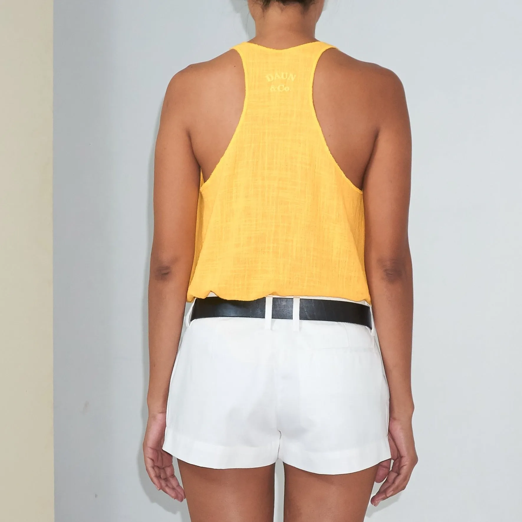 DAUN RACER TANK TOP - Cotton Gauze | Bright Yellow
