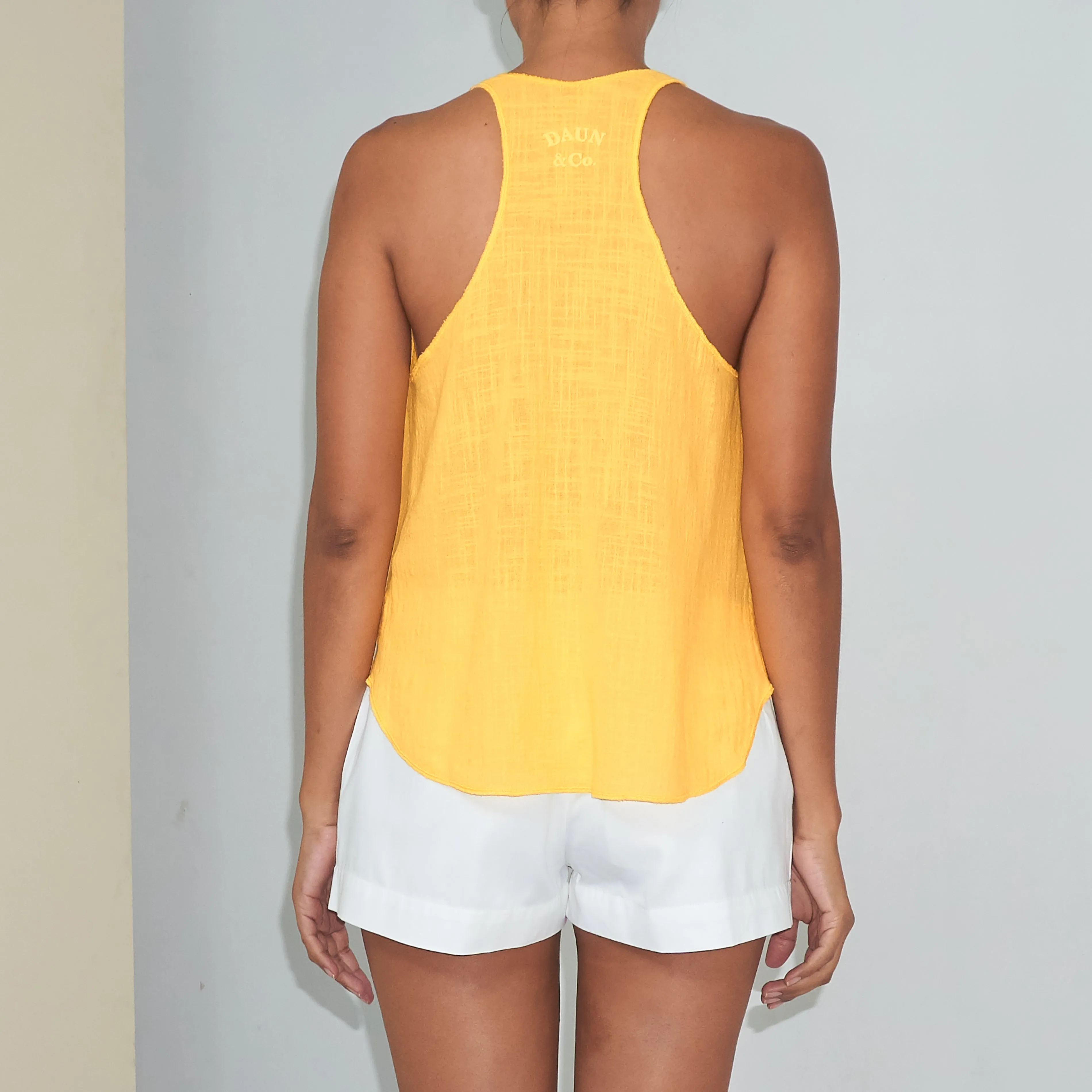 DAUN RACER TANK TOP - Cotton Gauze | Bright Yellow