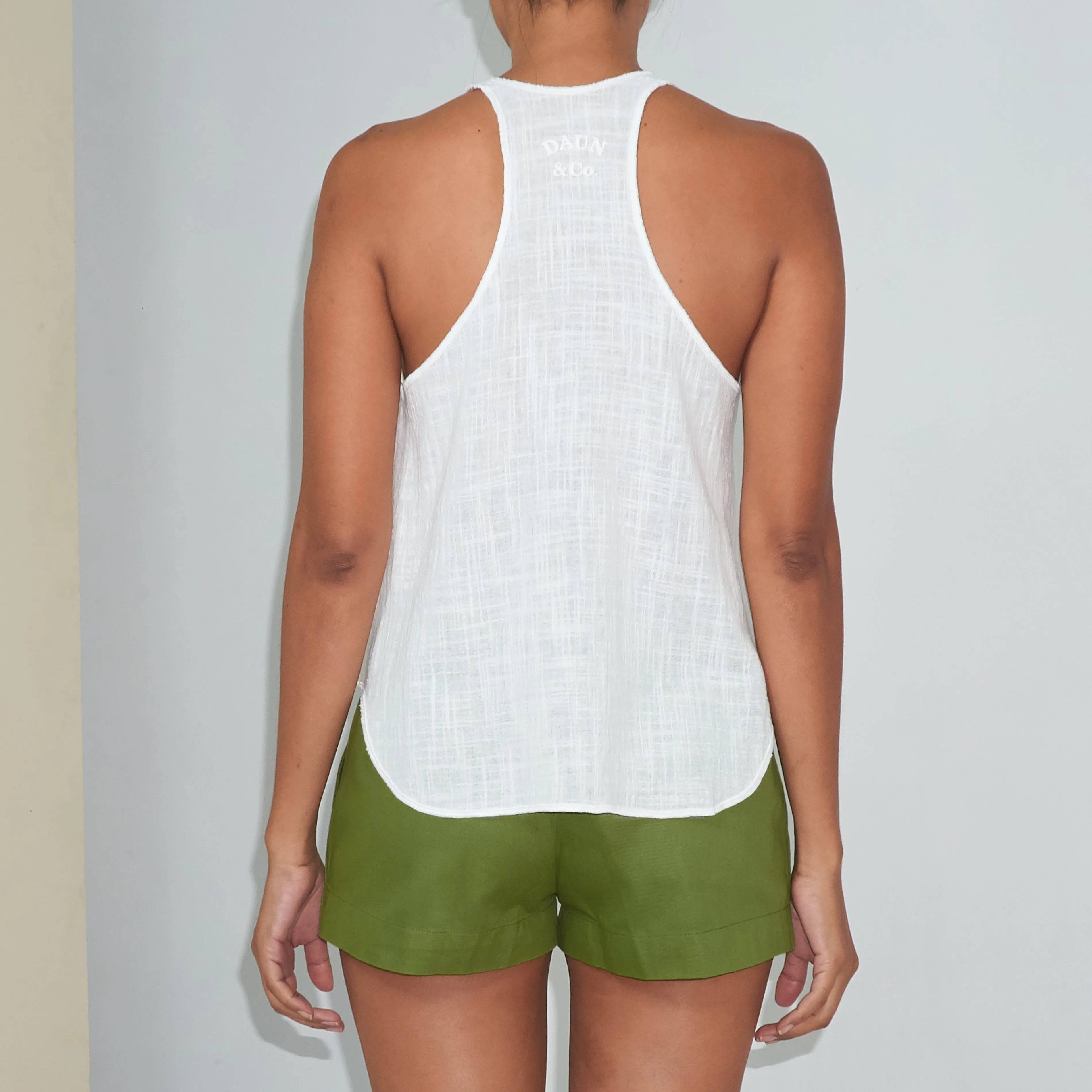 DAUN RACER TANK TOP - Cotton Gauze | Off White