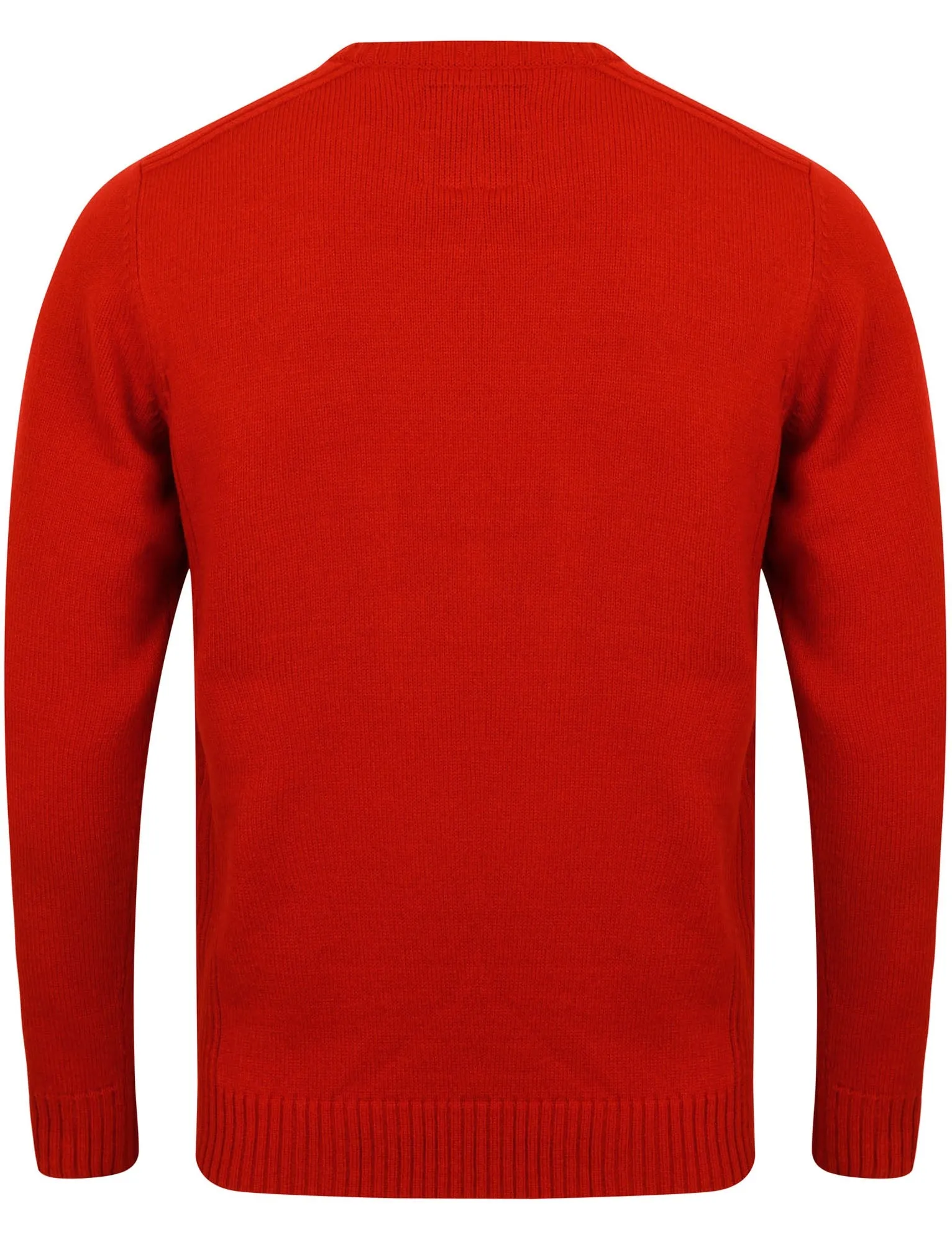 Drew Crew Neck Jumper with Ribbed Panels In Red - Kensington Eastside