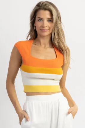 FAIR   SQUARE ORANGE STRIPE CROP
