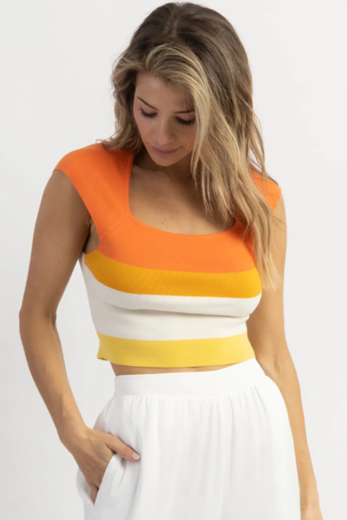 FAIR   SQUARE ORANGE STRIPE CROP