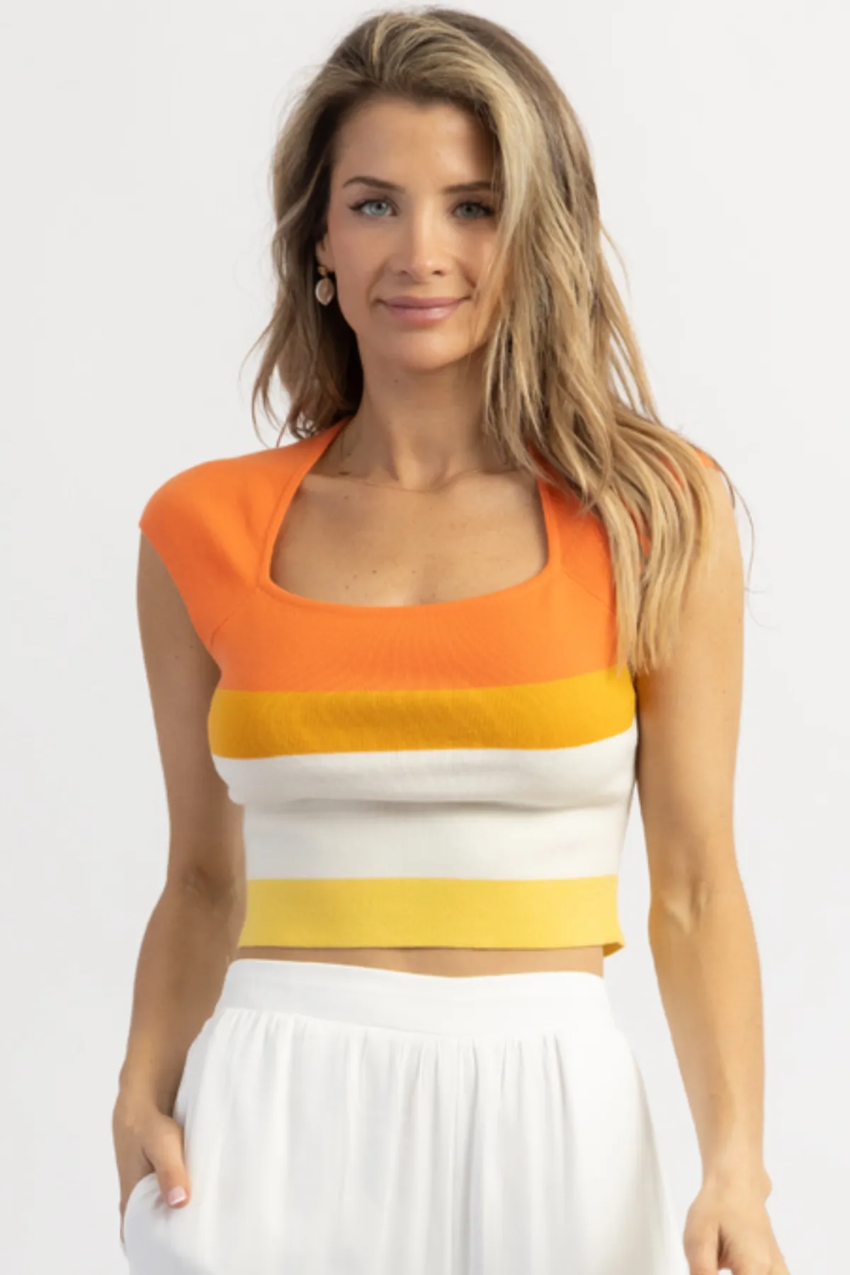 FAIR   SQUARE ORANGE STRIPE CROP