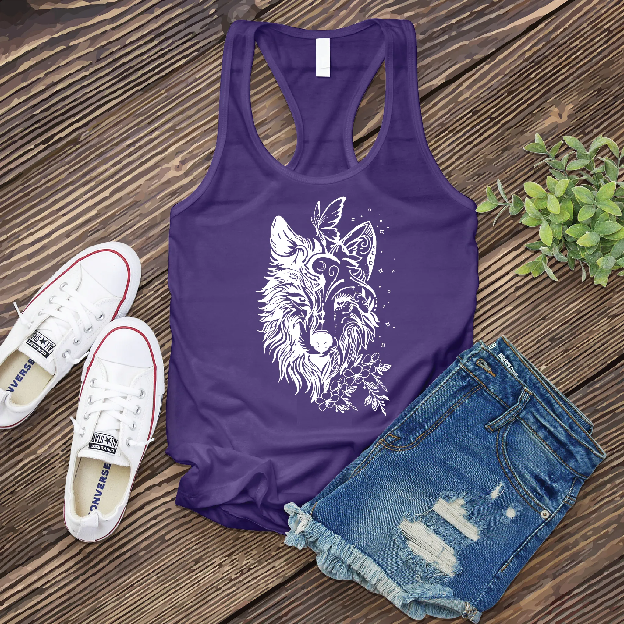 Floral Wolf Women's Tank Top