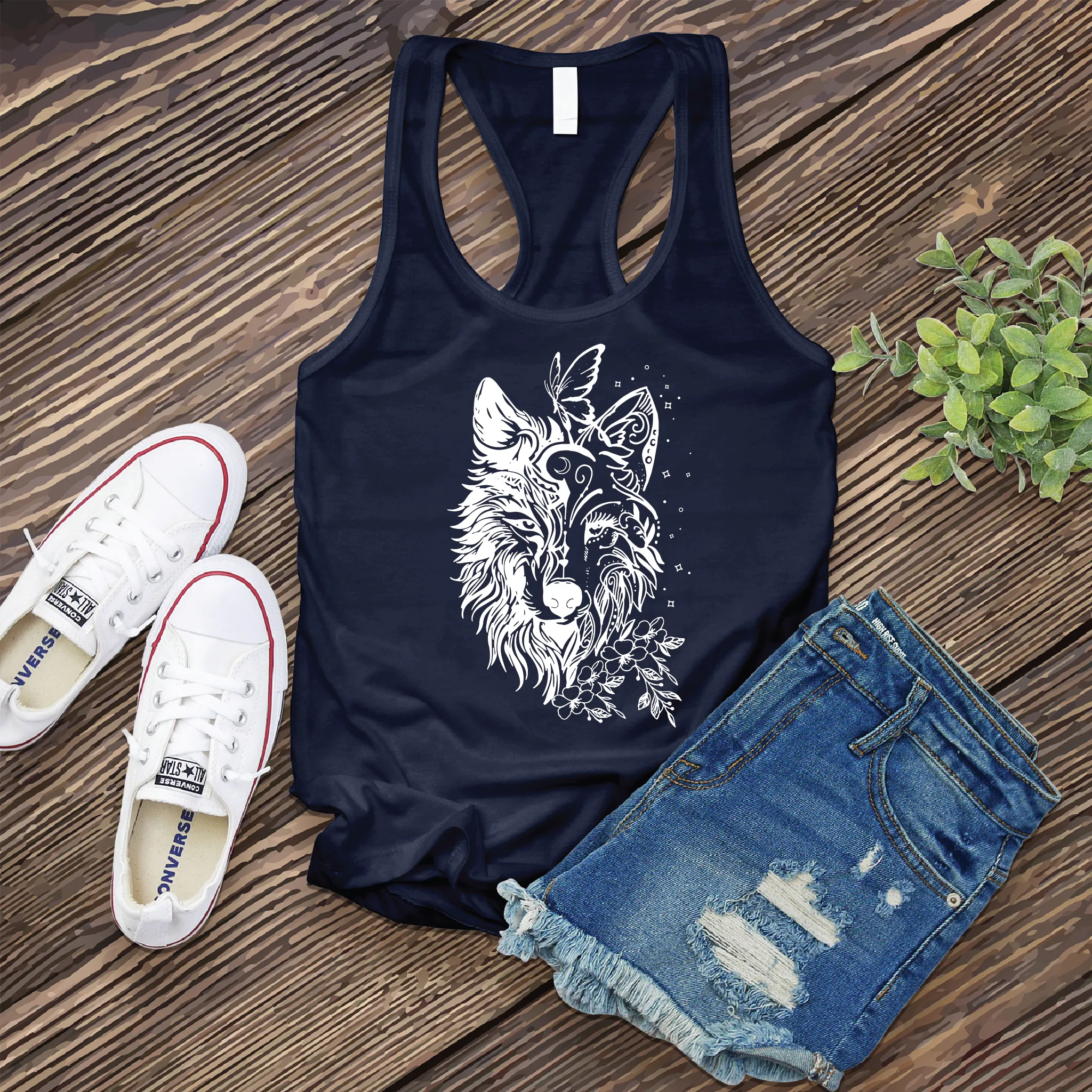 Floral Wolf Women's Tank Top