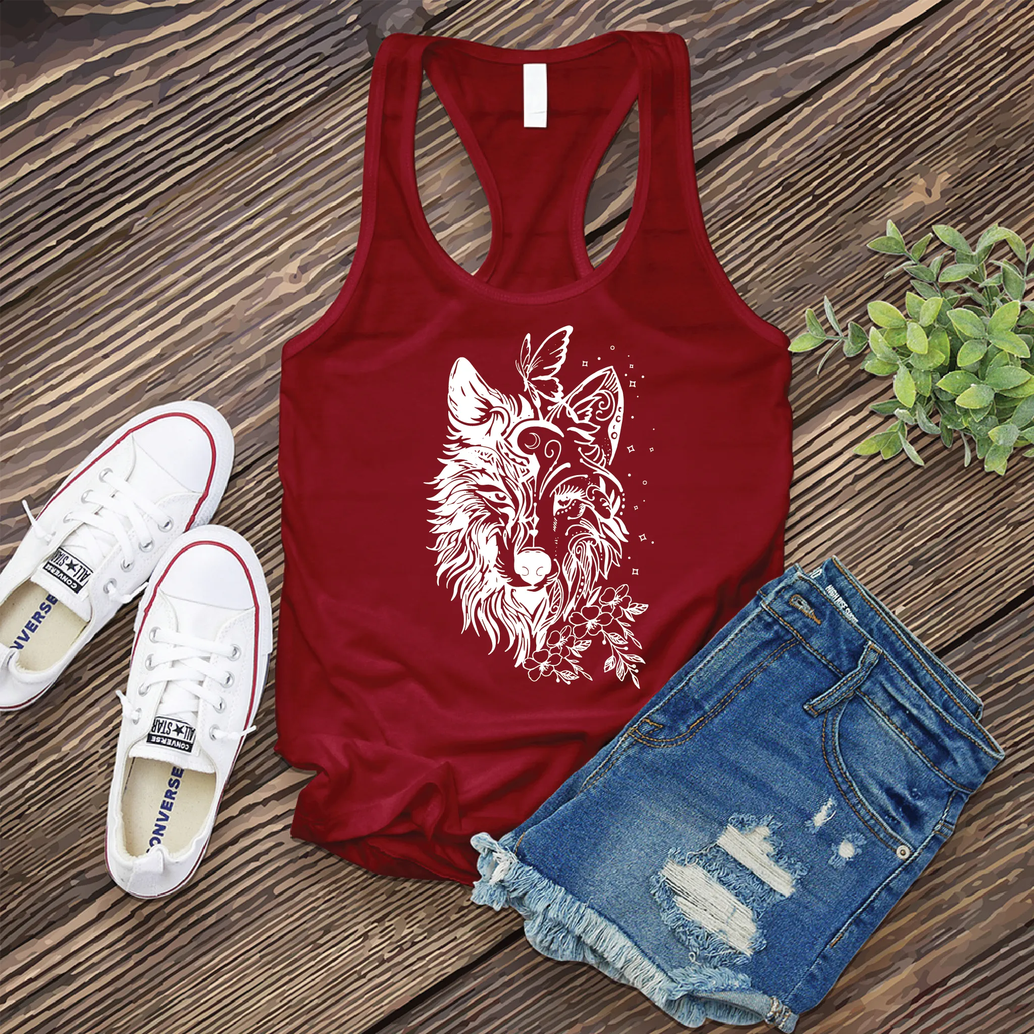 Floral Wolf Women's Tank Top
