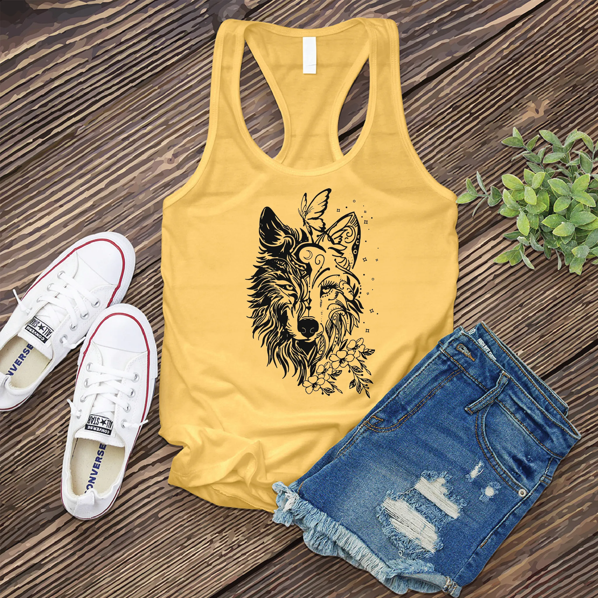Floral Wolf Women's Tank Top