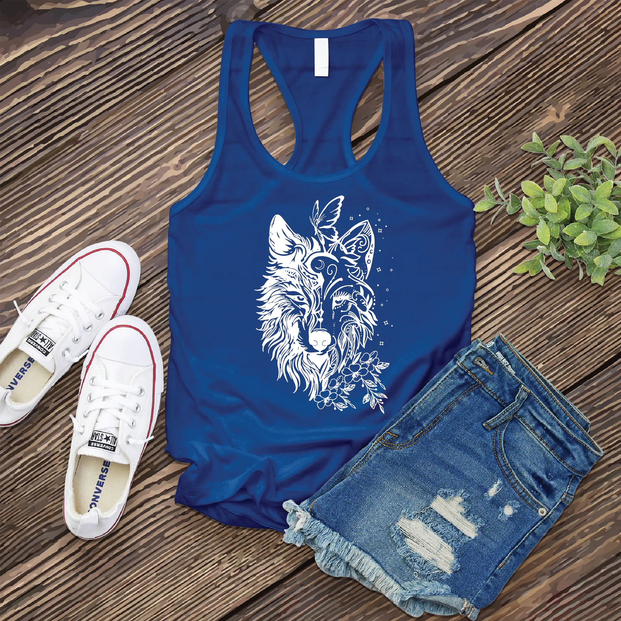 Floral Wolf Women's Tank Top