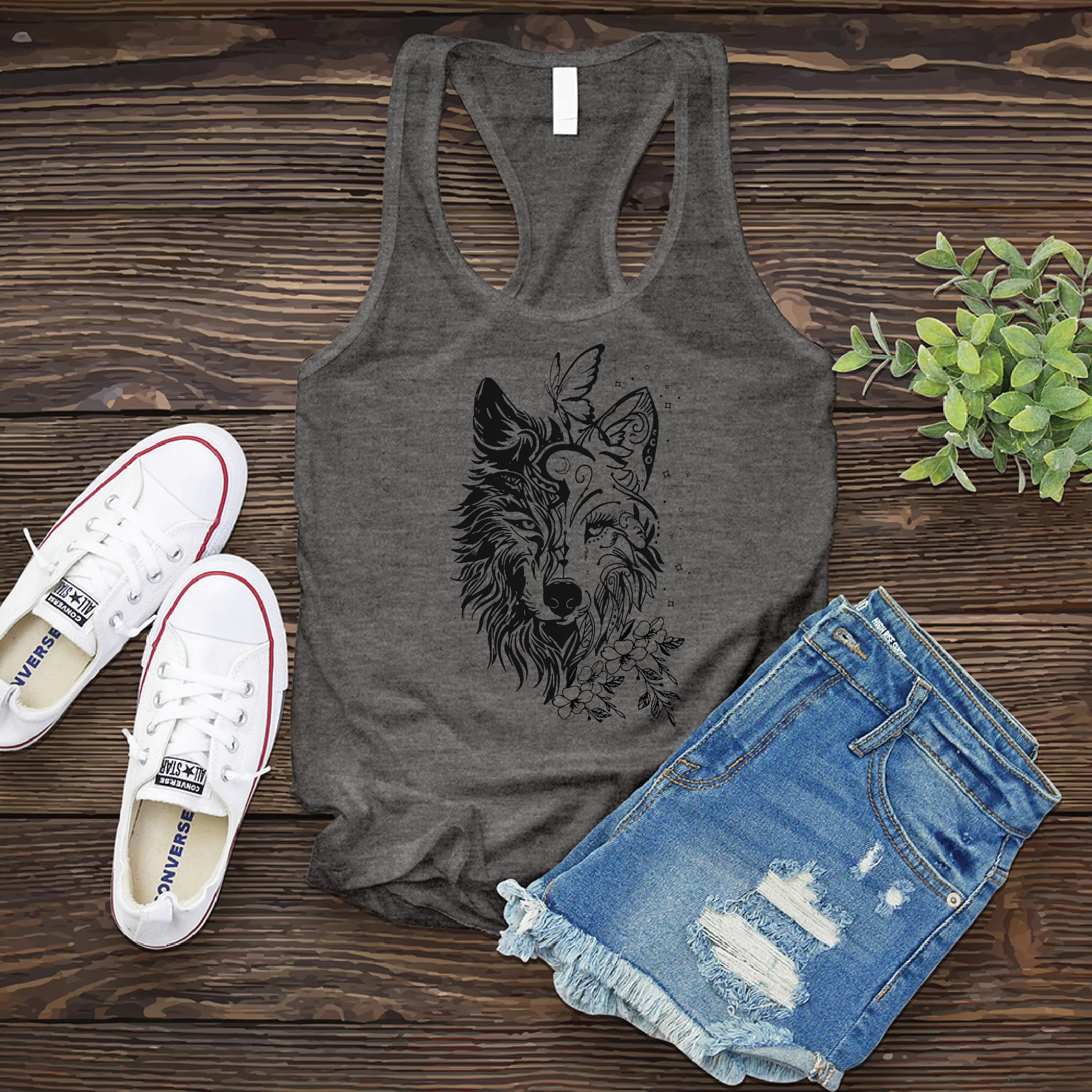 Floral Wolf Women's Tank Top