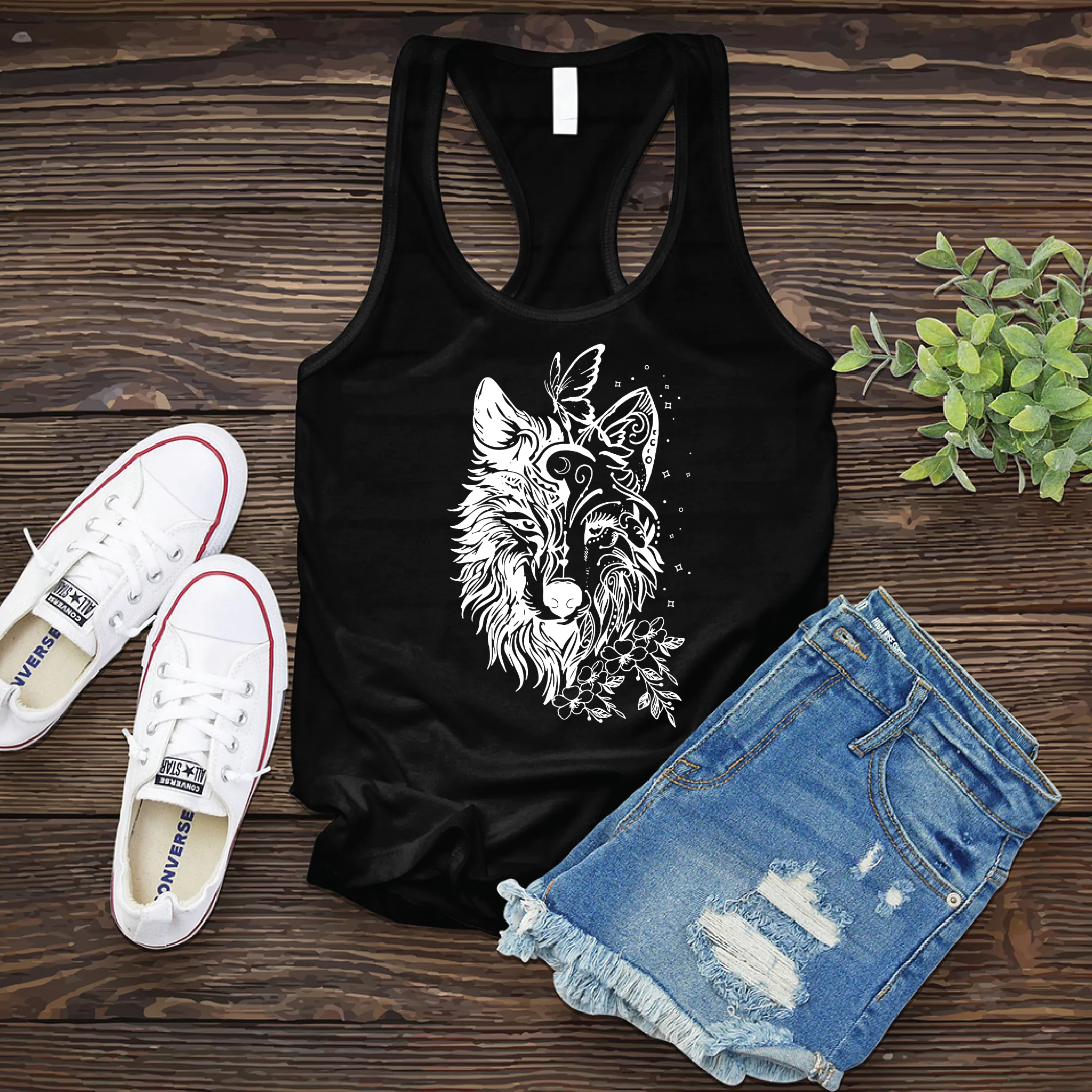 Floral Wolf Women's Tank Top