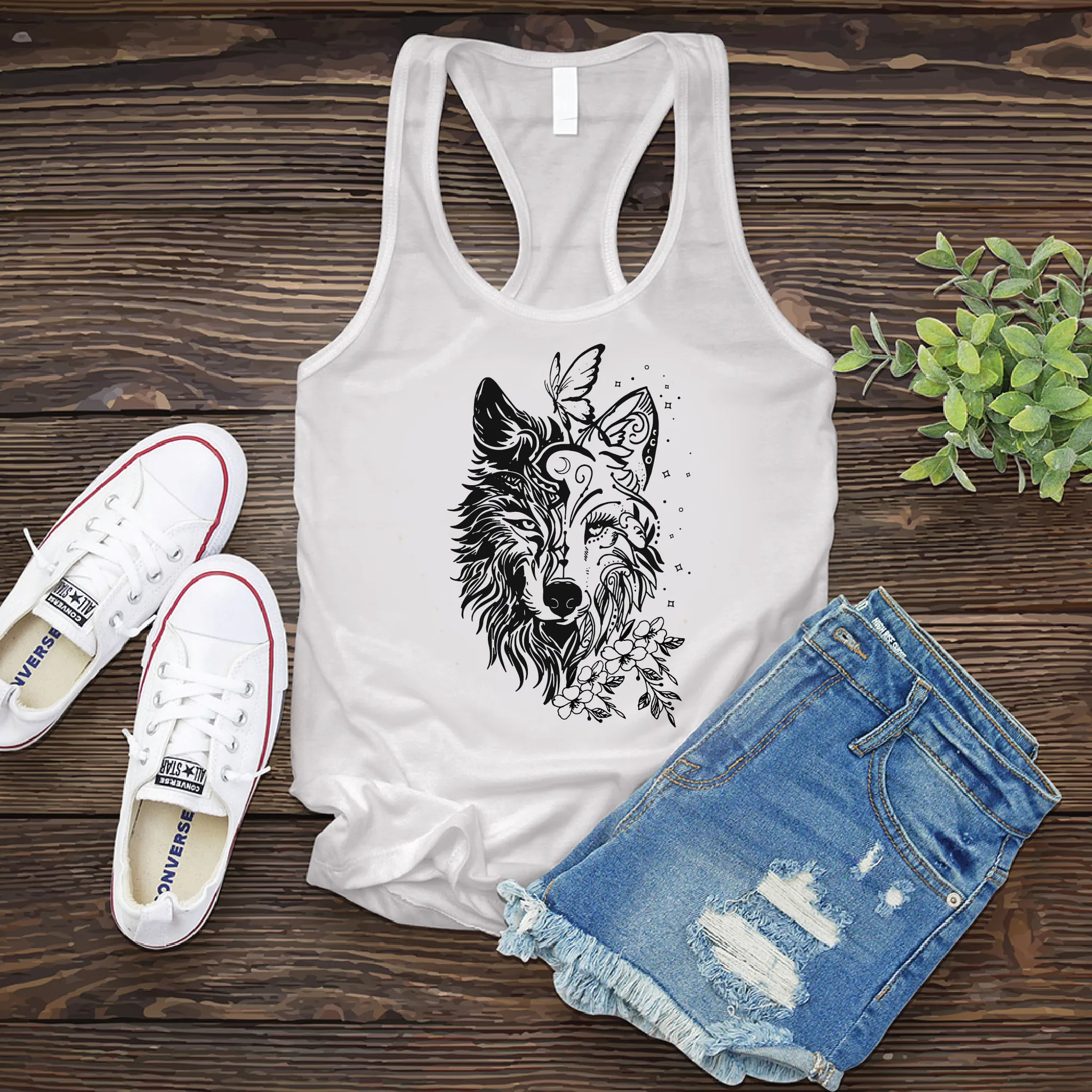 Floral Wolf Women's Tank Top