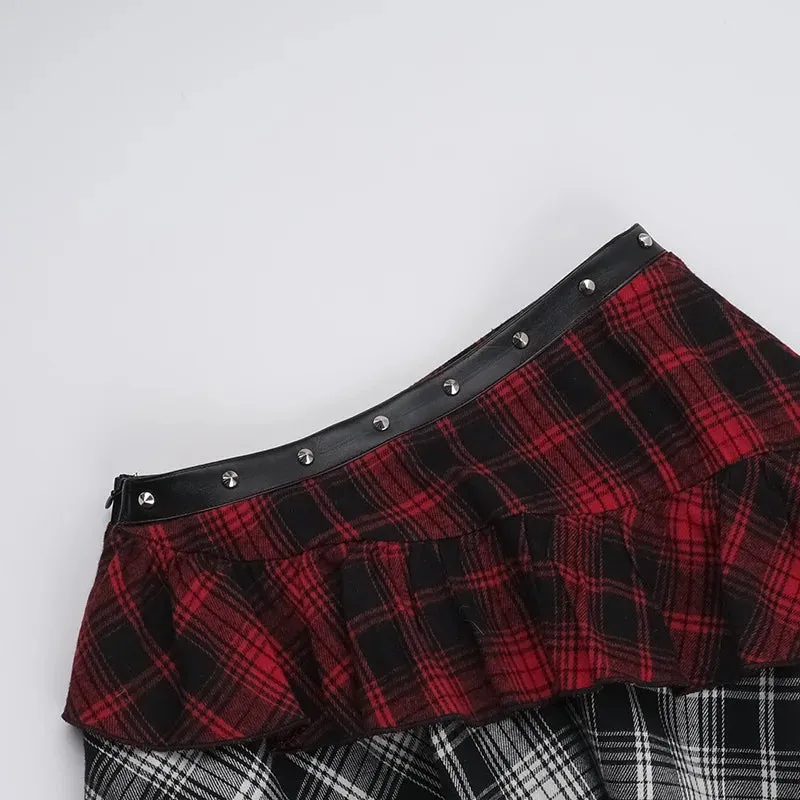 Grunge Chaos Asymmetrical Plaid Skirt