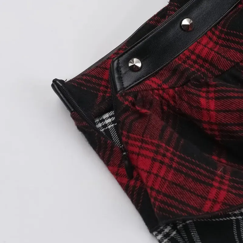 Grunge Chaos Asymmetrical Plaid Skirt