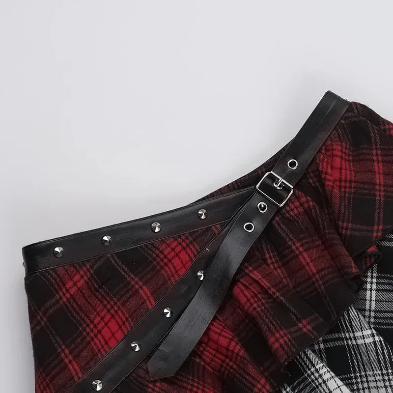 Grunge Chaos Asymmetrical Plaid Skirt