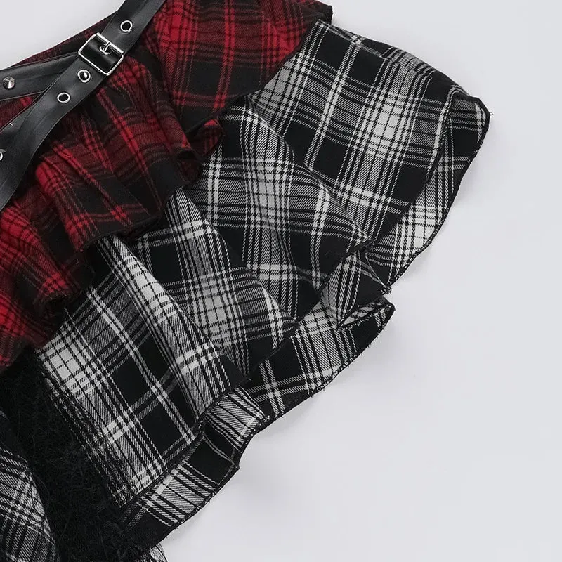 Grunge Chaos Asymmetrical Plaid Skirt