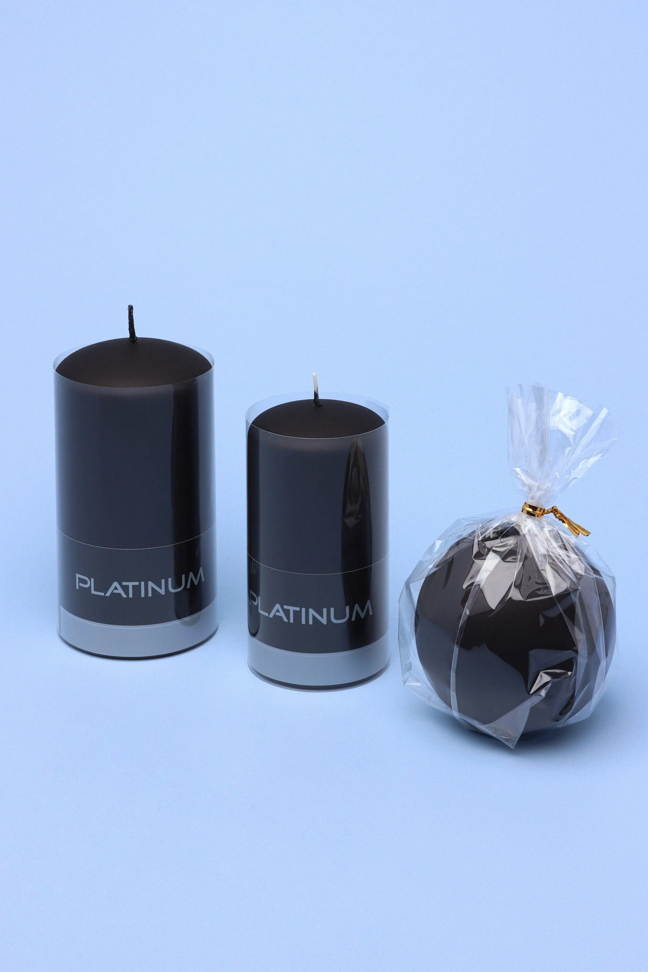 Henry Velvet Matt Soft Touch Smooth Black Pillar Candles