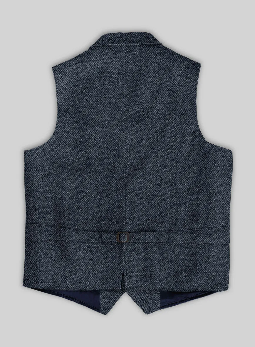 Highlander Heavy Blue Herringbone Tweed Hunting Vest