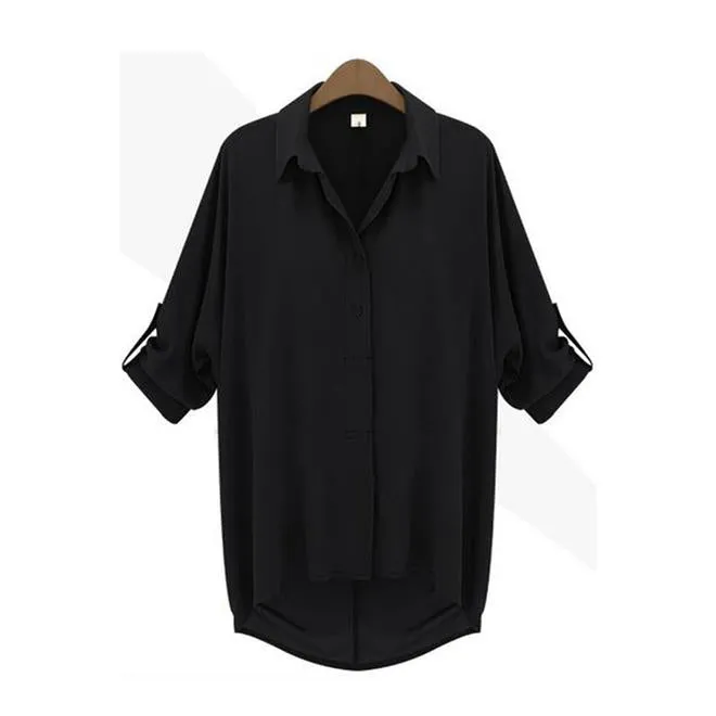 Ketty More Women Relaxing Loose Formal Shirt Black-KMWSB790