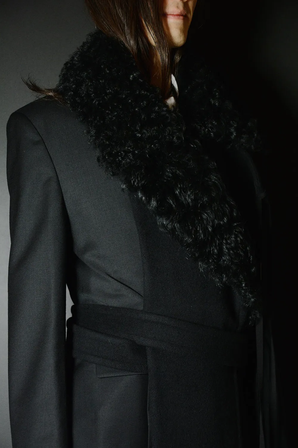 MANON ASYMMETRIC PLASTRON WITH FUR COLLAR