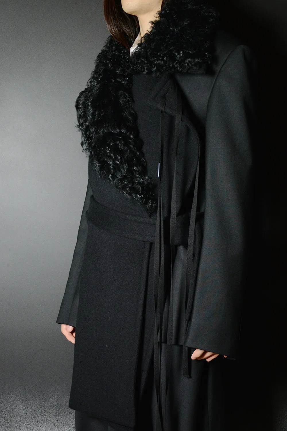 MANON ASYMMETRIC PLASTRON WITH FUR COLLAR