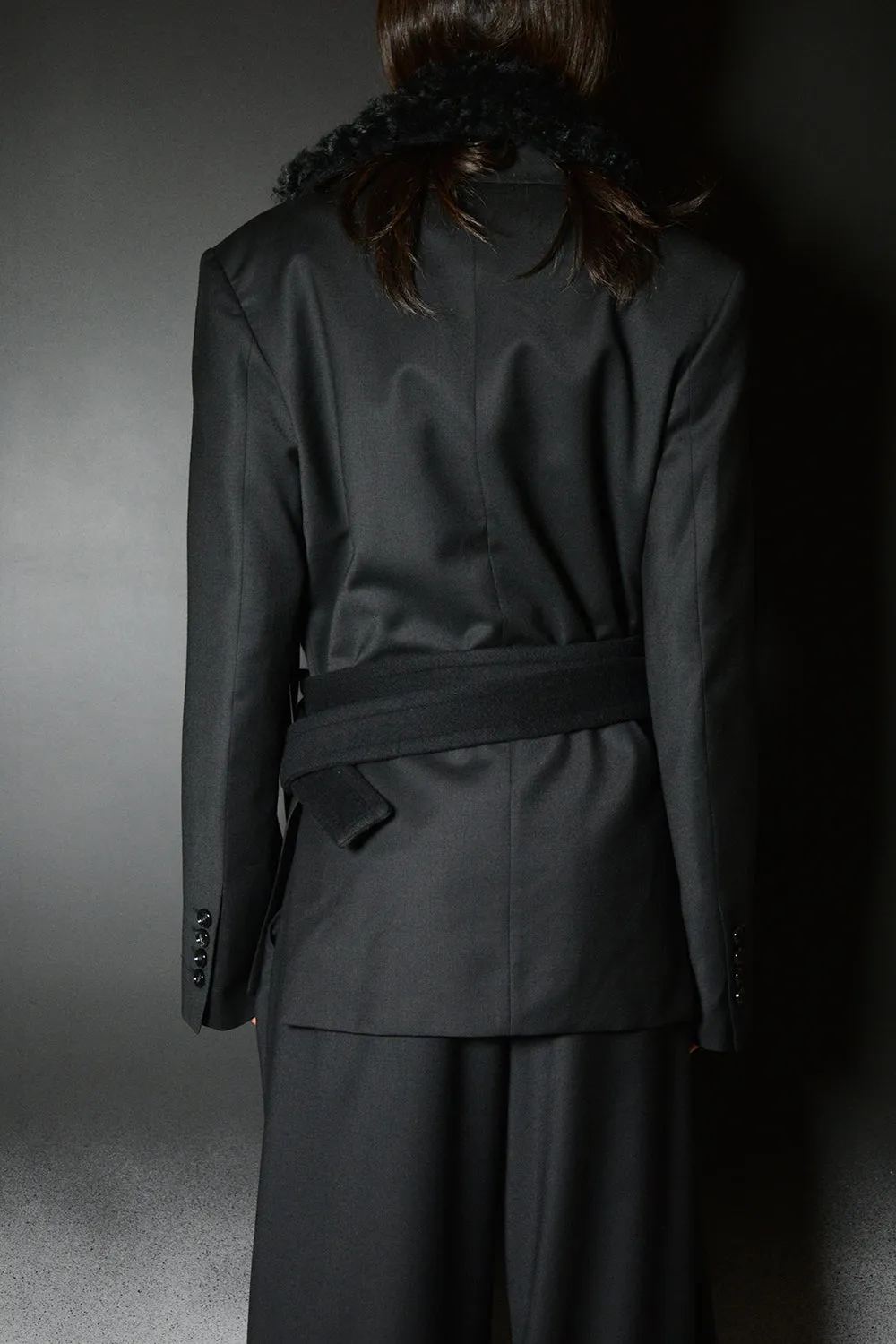 MANON ASYMMETRIC PLASTRON WITH FUR COLLAR