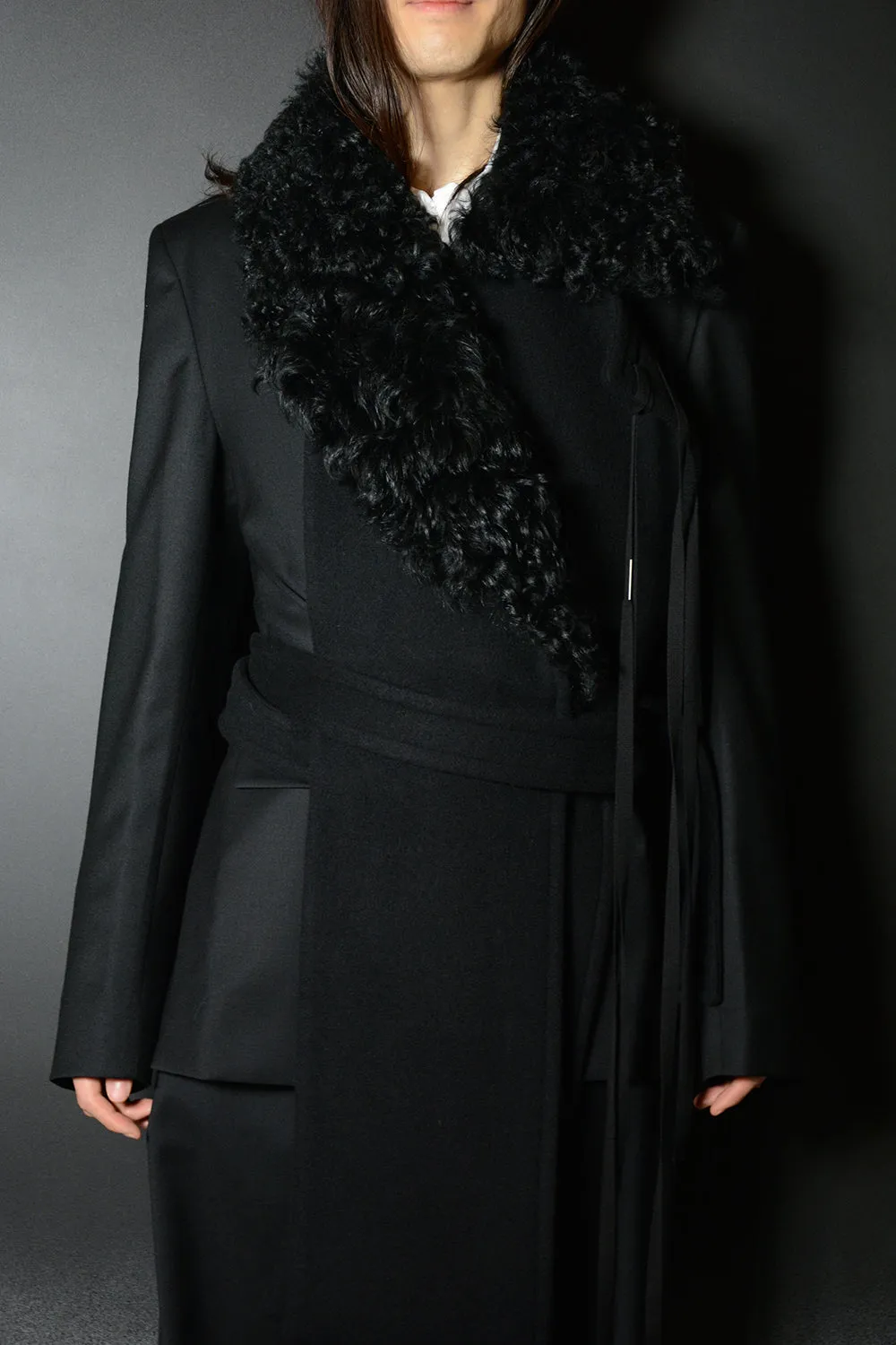 MANON ASYMMETRIC PLASTRON WITH FUR COLLAR