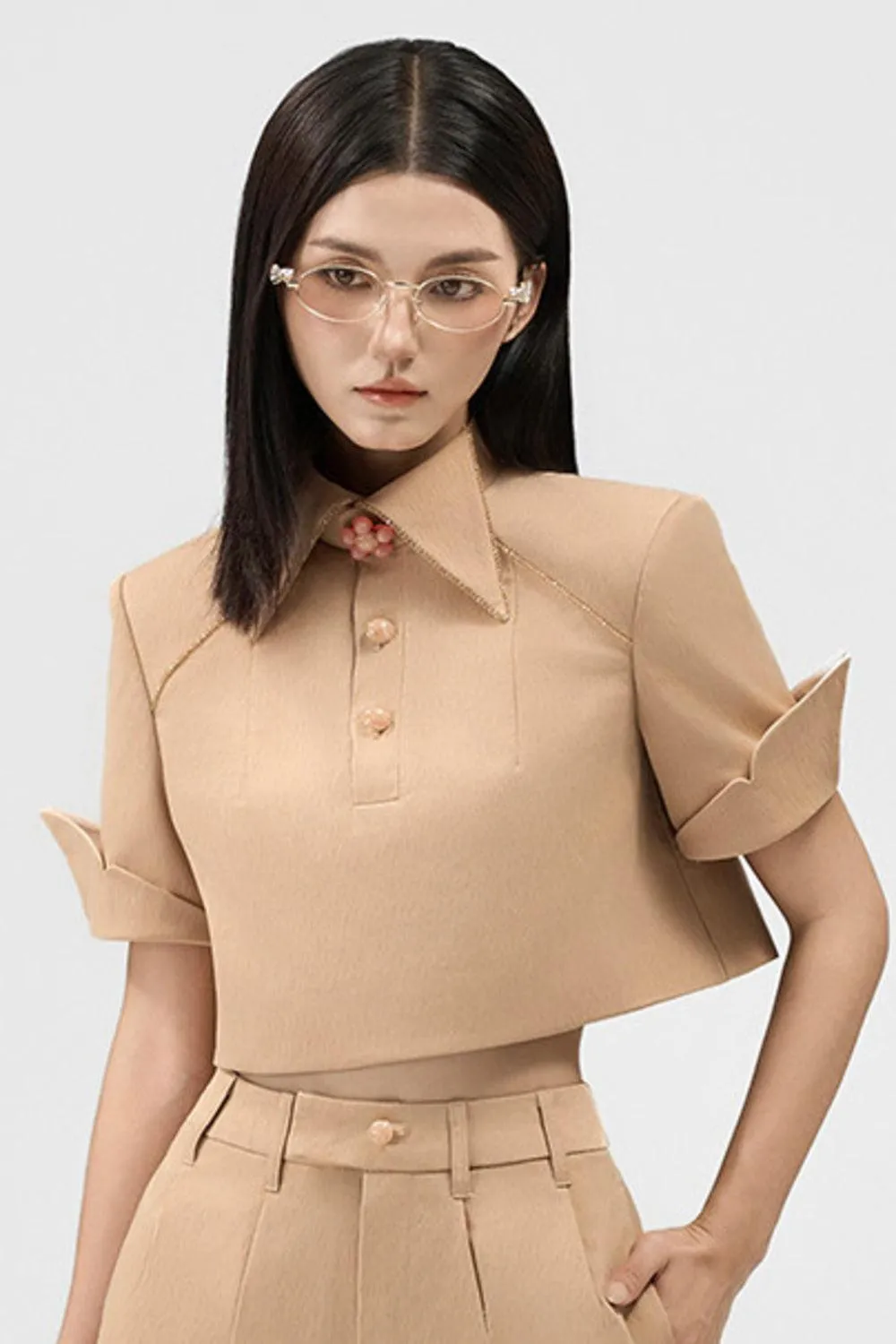 Margot Cropped Square Neck Taffeta Top
