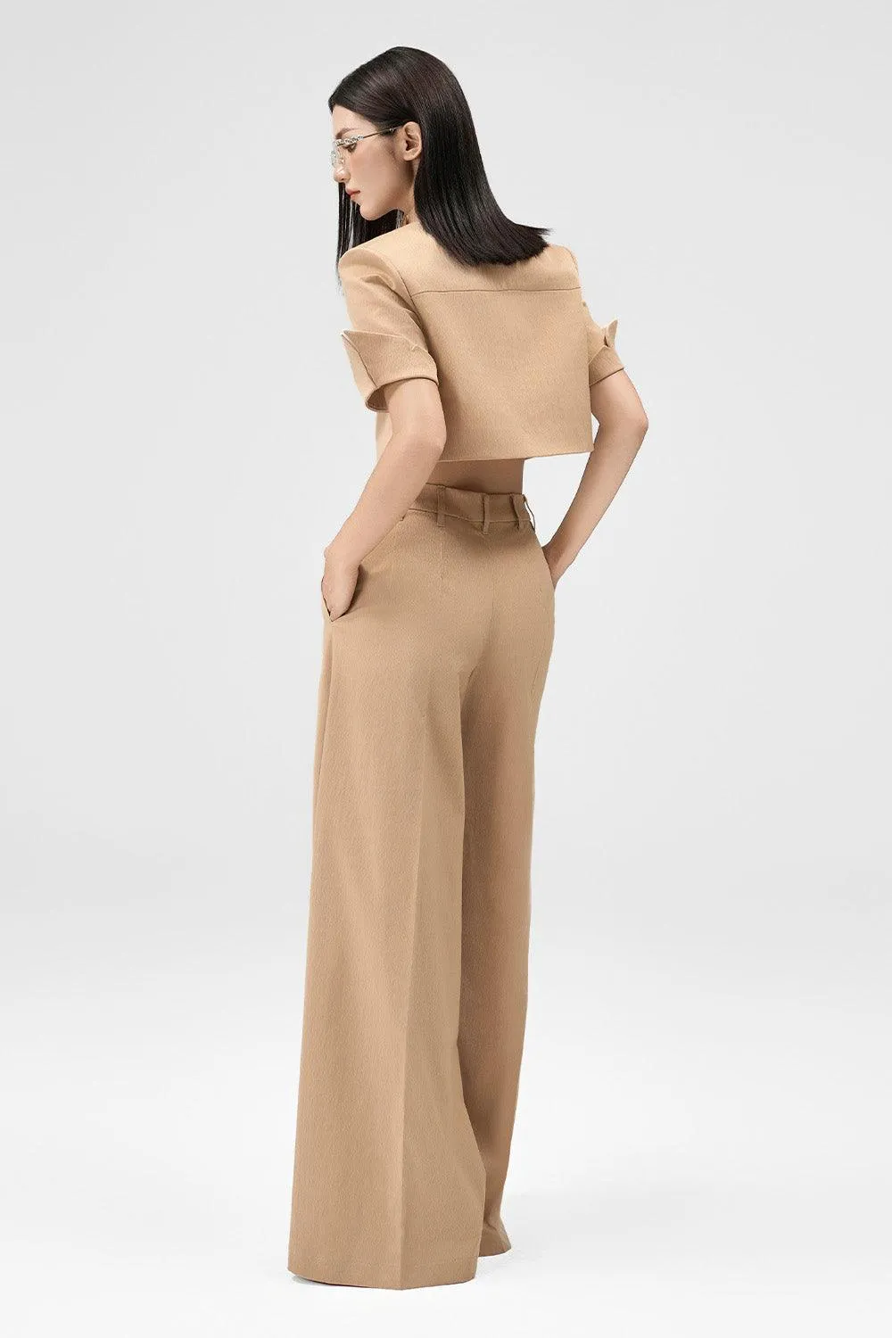 Margot Cropped Square Neck Taffeta Top