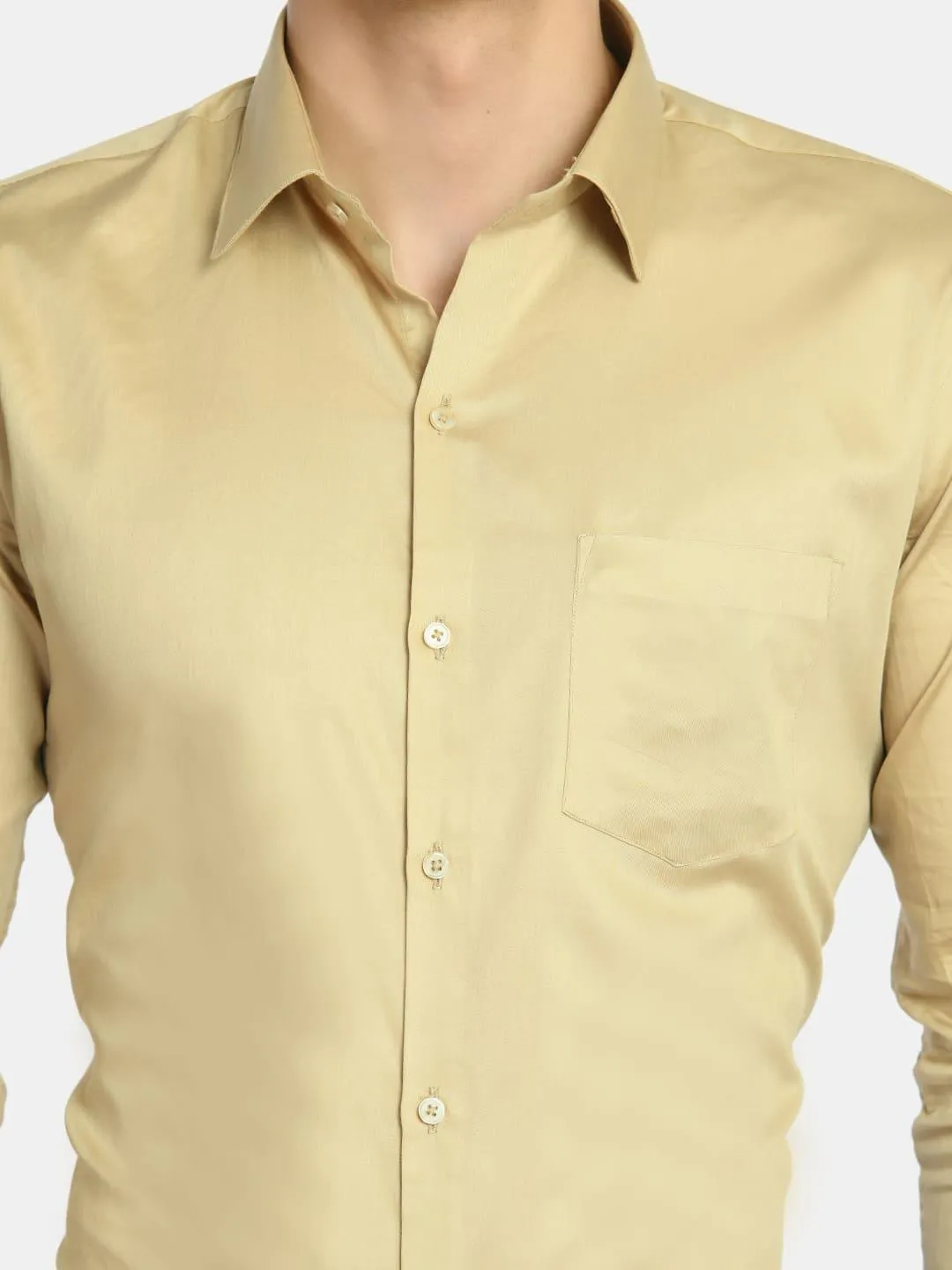 Men's Fawn Spread Collar Solid Formal Shirt