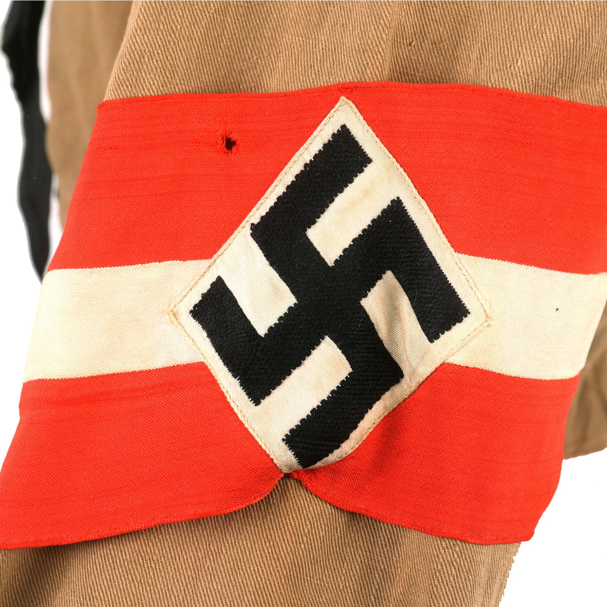Original German WWII HJ Youth East Berlin Motor HJ Oberkameradschaftsführer Uniform Tan Shirt with Scarf & Armband - Bann 200