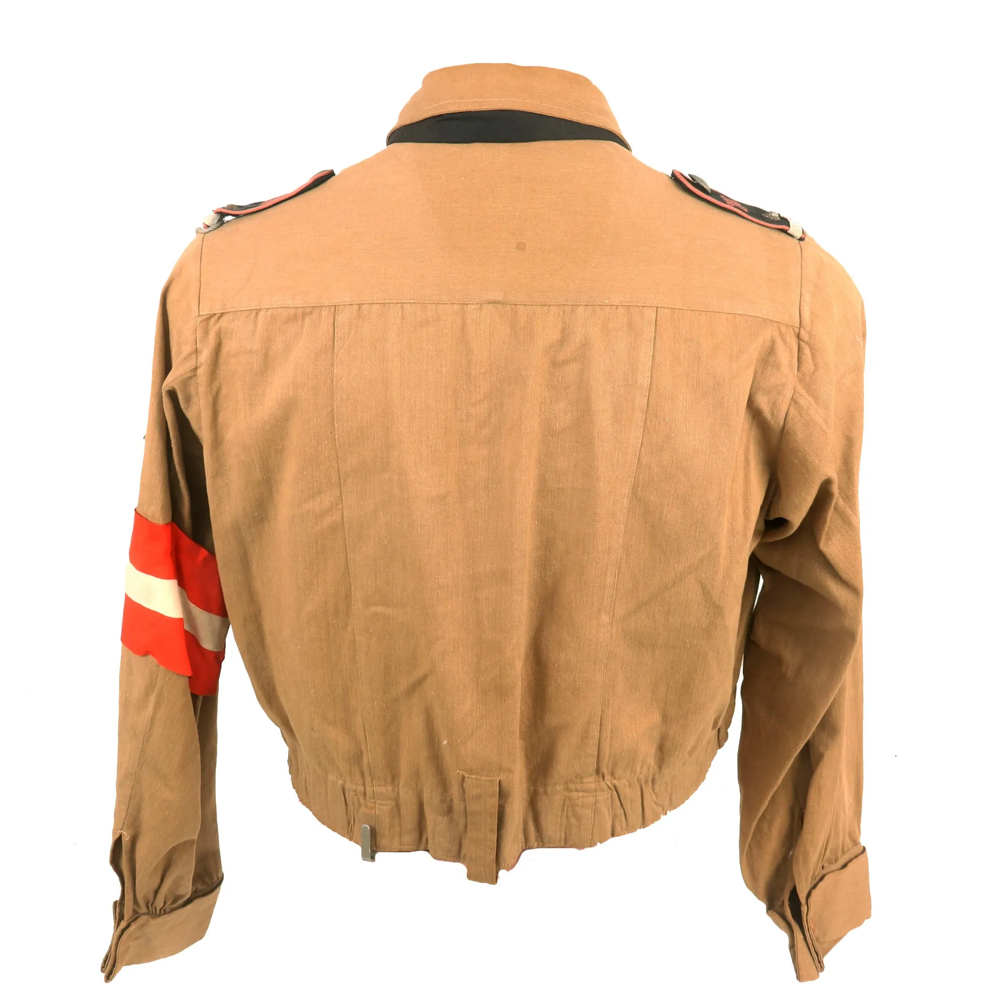 Original German WWII HJ Youth East Berlin Motor HJ Oberkameradschaftsführer Uniform Tan Shirt with Scarf & Armband - Bann 200