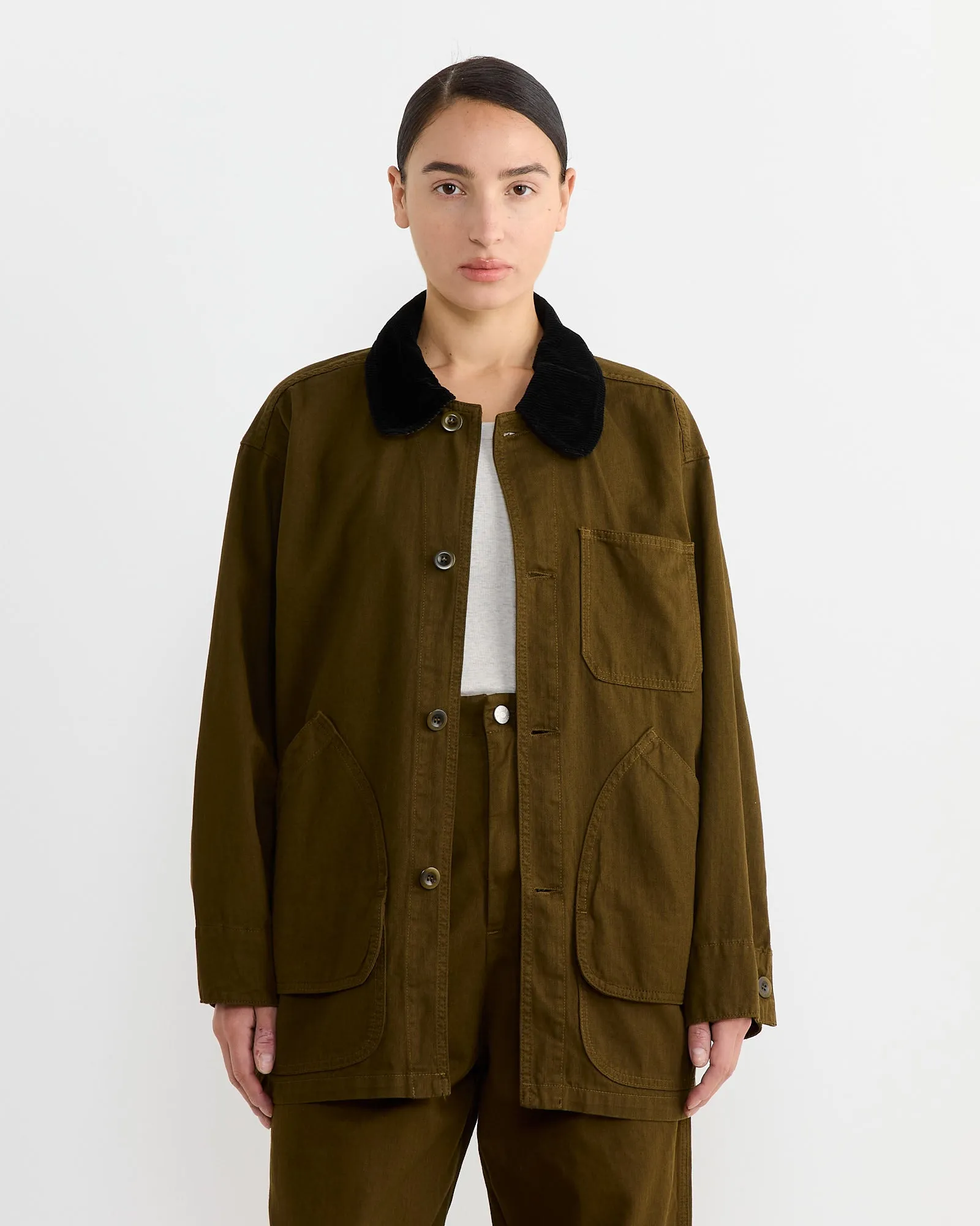 Painter Coat in Dark Olive