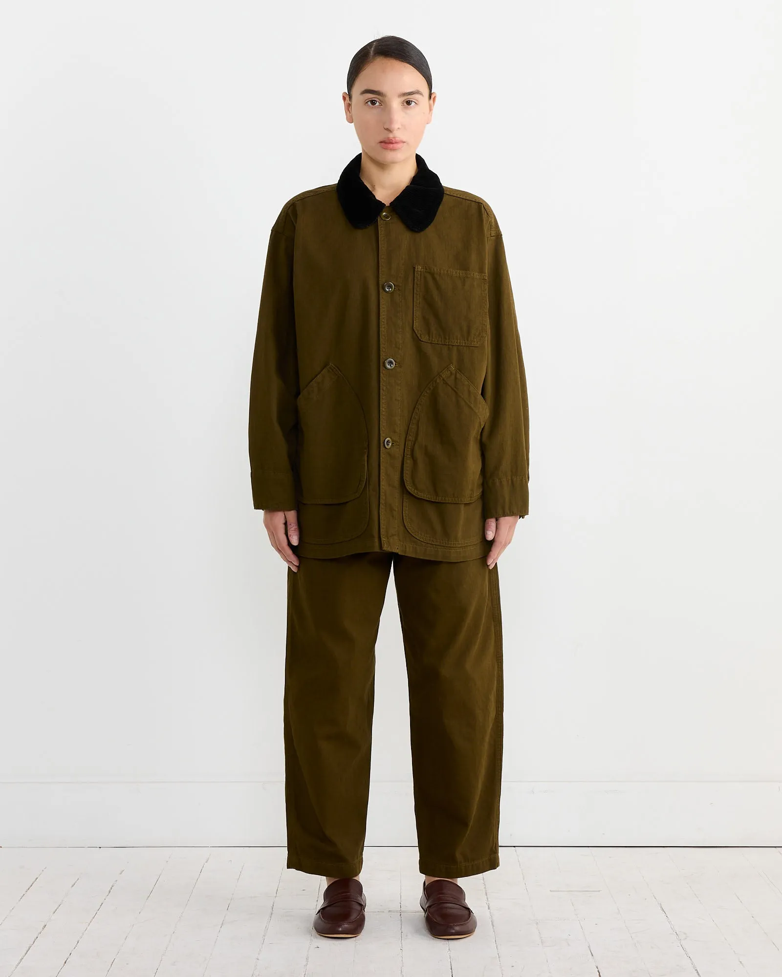 Painter Coat in Dark Olive