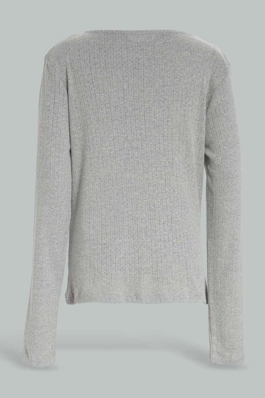 Senior Girls Grey Ribbed Thermal Top
