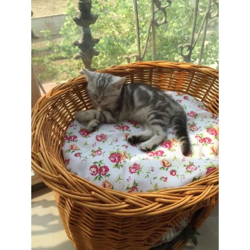 Sweety Round Rattan Cat House Bed