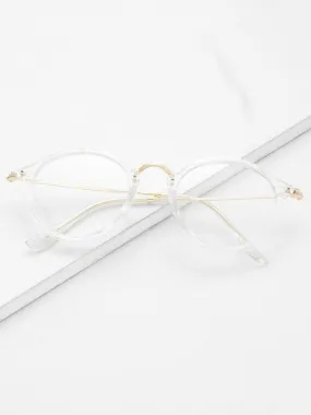 Transparent Frame Metal Top Bar Glasses