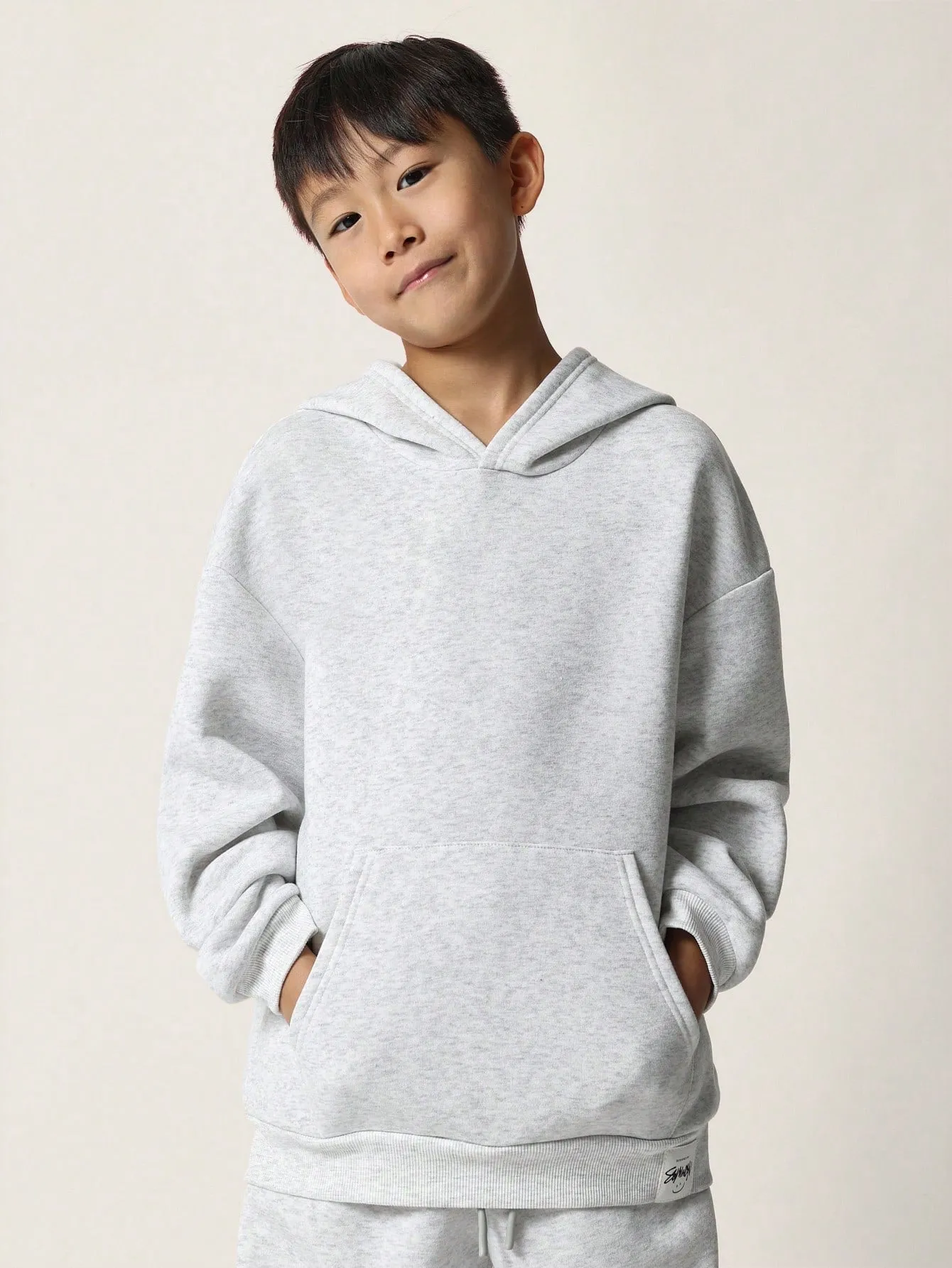 Tween Boys Comfy Essential Grey Marl Overhead Hoodie & Jogger 2 Piece Set