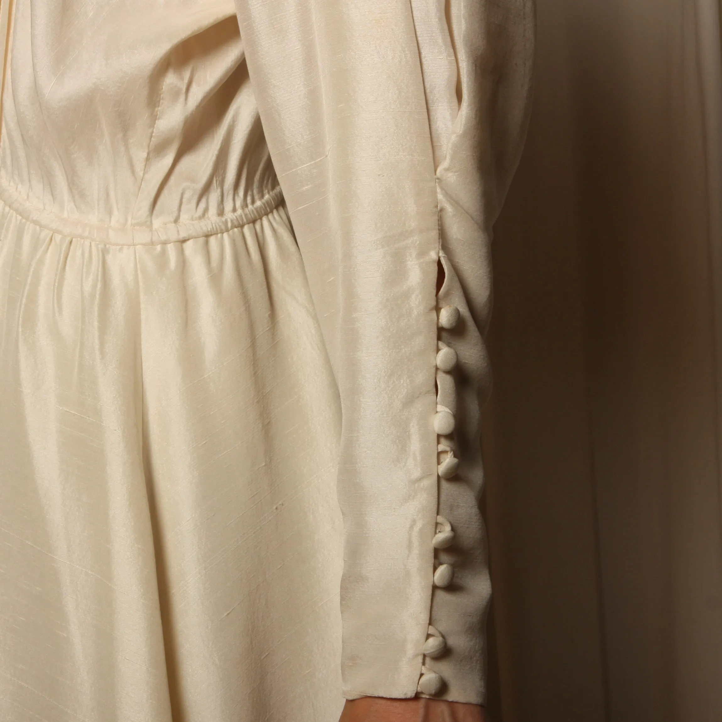 Vintage 80's Prue Acton Australian Cream Silk Wedding Dress