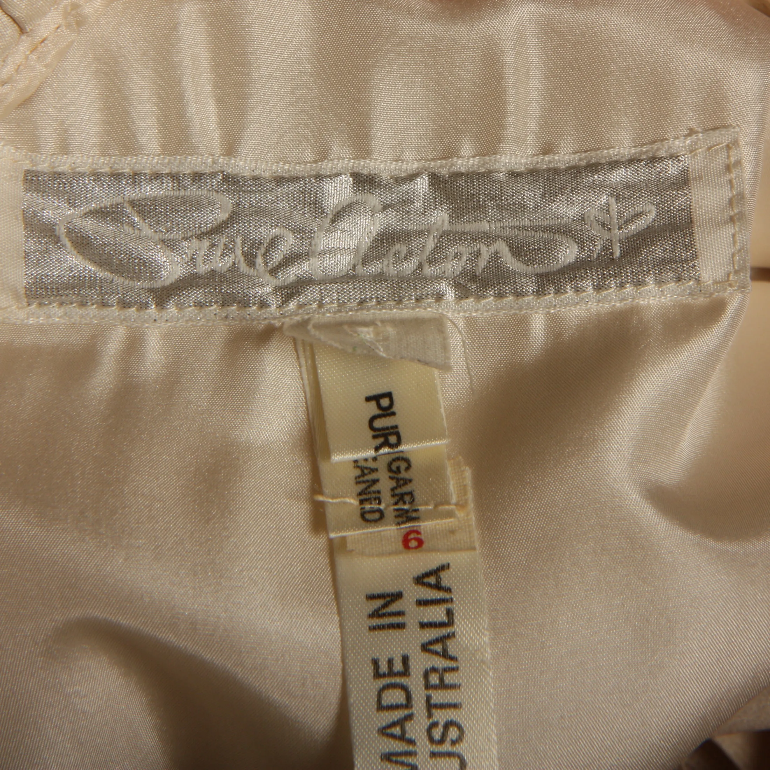 Vintage 80's Prue Acton Australian Cream Silk Wedding Dress
