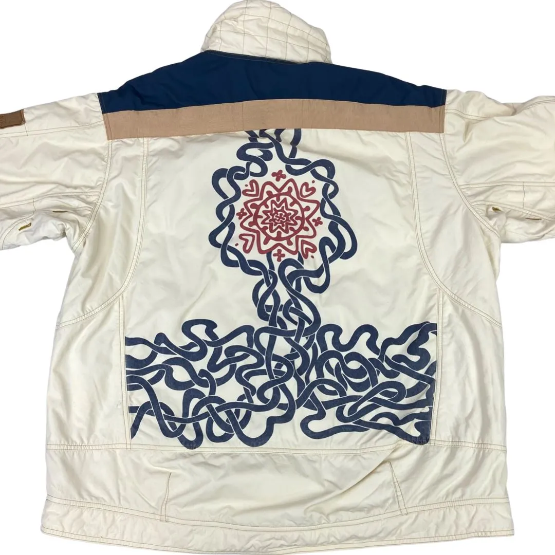 Vintage 90s 00s Beige Cream Embroidered Ellesse Oversized Ski Jacket XL